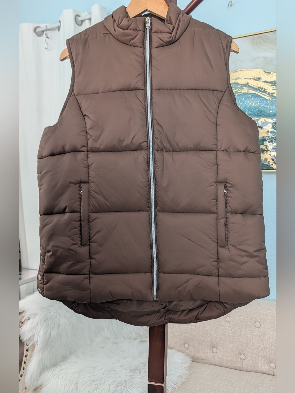 Zenana Brown Puffer Vest - Lightweight Woman's Sz 1X **Never Used*